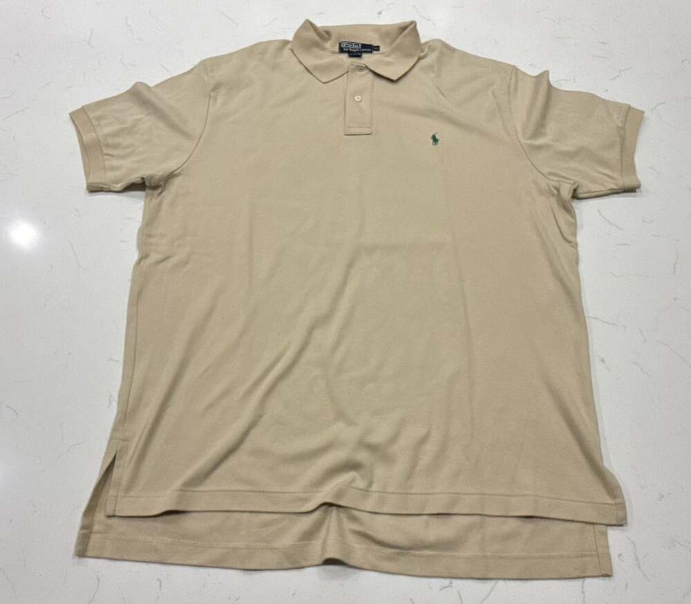 Polo Ralph Lauren Classic Fit Polo Shirt Size XL Beige Cotton
